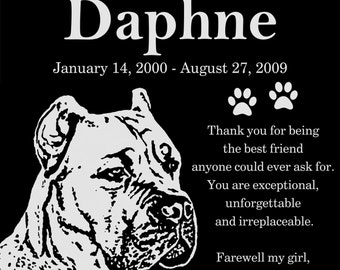 Personalized Cane Corso Italian Mastiff Dog Pet Memorial 12x12 Custom Engraved Granite Grave Marker Plaque "Daphne"