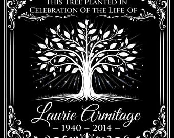 Personalized Tree Planting Ceremony Dedication Memorial 12"x12" Custom Engraved Granite Headstone Grave Marker Plaque Sign