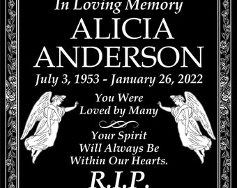 Personalized Memorial 12"x12" Custom Engraved Headstone Granite Grave Marker Plaque AA1