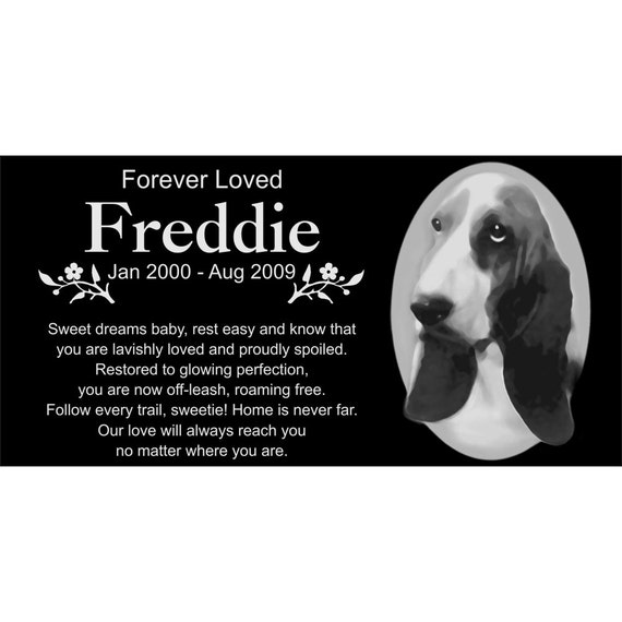Personalized Basset Hound Dog Pet Memorial 12x6 Inch Engraved