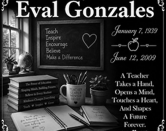 Personalized School College Teacher Memorial 12"x12" Custom Engraved Headstone Granite Grave Marker Plaque z771