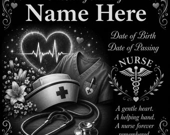 Personalized Nurse Care Giver Memorial 12"x12" Custom Engraved Christian Headstone Granite Grave Marker Plaque z421