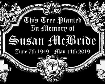 Personalized Tree Planting Ceremony Dedication Memorial 12"x8" Custom Engraved Granite Headstone Grave Marker Plaque Sign