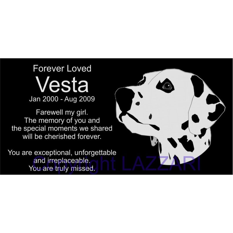Download Personalized Dalmatian Pet Dog Granite Memorial 12x6 Inch Engraved Grave Marker Plaque Vesta Urns Memorials Pet Grave Markers Safarni Org