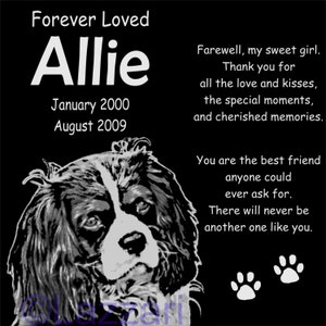 Personalized Cavalier King Charles Spaniel Dog Pet Memorial 12x12 Inch Engraved Granite Grave Marker Plaque &quot;Allie&quot;