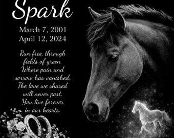 Personalized Horse Pet Memorial 12"x12" Custom Engraved SOLID Granite Grave Marker Plaque z22