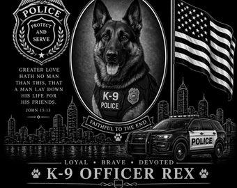 Personalized Custom Photo K9 EOW Police Fireman Dog Pet Memorial 12"x12" Engraved Solid Granite Grave Marker Headstone Plaque z21