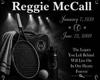 Personalized Tennis Player Sports Memorial 12"x12" Custom Engraved Headstone Granite Grave Marker Plaque z136