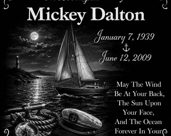 Personalized Sailor Memorial 12"x12" Custom Engraved Headstone Granite Grave Marker Plaque z154