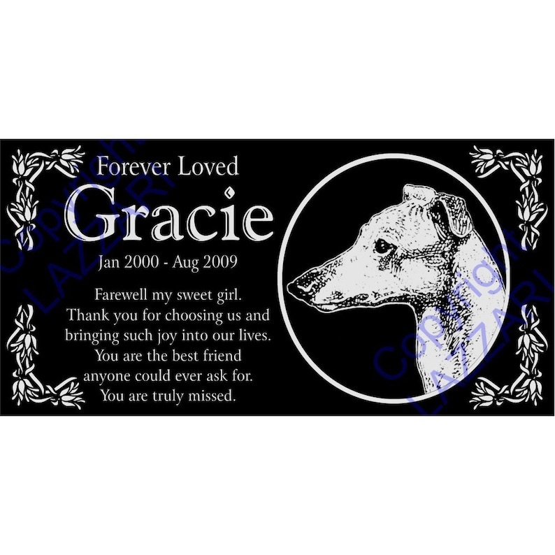 Personalized Greyhound Pet Dog Granite Memorial 12x6 Inch Engraved ...