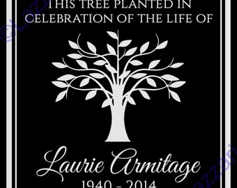 Personalized Tree Planting Ceremony Dedication Memorial 12"x12" Custom Engraved Granite Headstone Grave Marker Plaque Sign