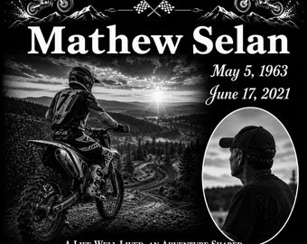 Custom Engraved Personalized Motocross Dirt Bike Motorcycle Racing Enthusiast Memorial 12"x12" Headstone Granite Grave Marker Plaque z368
