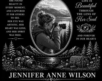 Personalized Photographer Memorial 12"x12" Custom Engraved Headstone Granite Grave Marker Plaque z41
