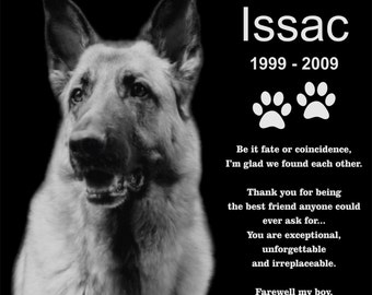 Personalized Dog Cat  Pet  Memorial 12"x12" Engraved Granite Grave Marker Headstone Plaque "Issac"