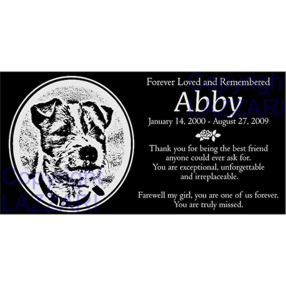 Personalized Jack Russell Terrier Dog Granite Pet Memorial 12x6 Inch