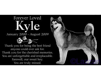 Personalized Alaskan Malamute Dog Pet Memorial 12x6 Inch Engraved Granite Grave Marker Headstone "Kyle"