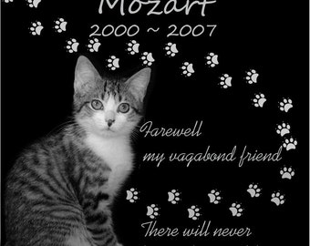 Personalized Dog Cat Granite Pet Memorial 12"x12" Engraved Grave Marker Plaque "Mozart"