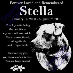 Personalized Pit Bull Terrier Dog Granite Pet Memorial 12x12 Inch Engraved Grave Marker Plaque &quot;Stella&quot;