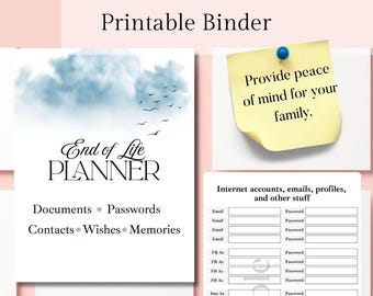 End of Life Planner Printable: Final Wishes Organizer & Legacy Workbook (PDF Download