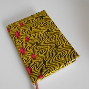 A6 handgefertigte Stoff Notizbuch mit Leder & Holz Perle Detail
