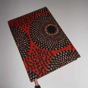 A6 handgefertigte Stoff Notizbuch mit Leder & Holz Perle Detail