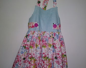 Halter girls dress. Flowers girls dress.