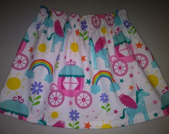 Unicorns and rainbows girls skirt, Spring skirt. Available in different sizes. Handmade.