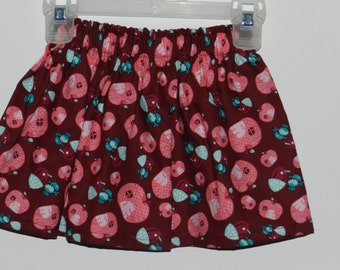 Apples and birds girls skirt. Available in size 4 and size 5. Handmade.