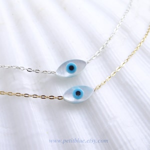 Teeny Tiny MOP boze oog ketting ~ sierlijke ketting ~ 14K GF of zilveren armband ~ alledaagse sieraden ~ boze oog hamsa-sieraden