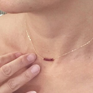 Ruby Choker Necklace ~ July Birthday ~ Genuine Red Ruby ~ Birthstone Necklace ~ Natural Ruby Bar ~ Minimalist Jewelry ~ Gift for Her