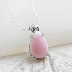Natural Queen Conch Shell Necklace, Silver Version, Teardrop, Shell Jewelry, Gift for Her