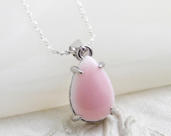 Natural Queen Conch Shell Necklace, Silver Version, Teardrop, Shell Jewelry, Gift for Her