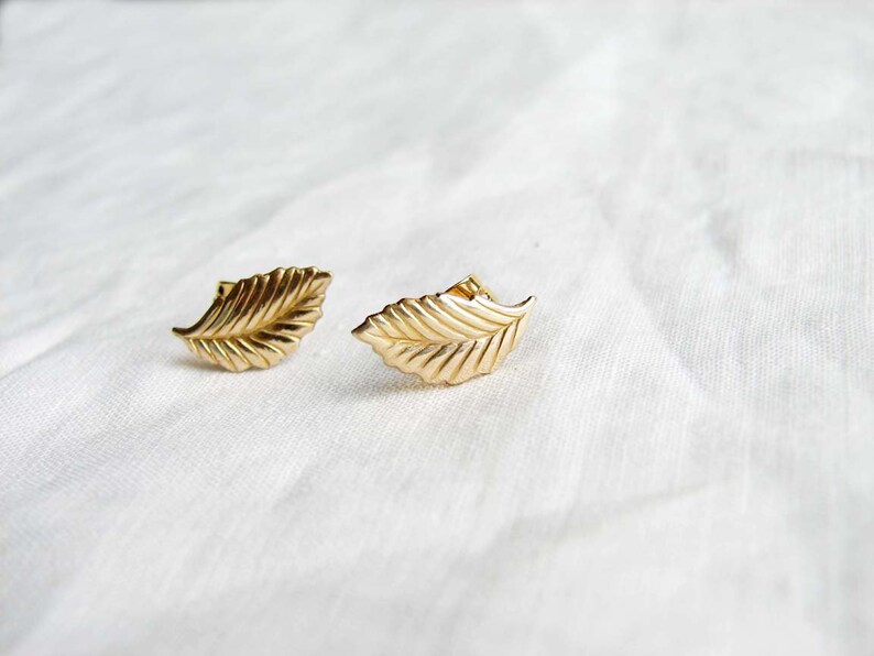 Small Gold Leaf Earrings. Leaf Stud Earrings. Spring Fashion. Etsy