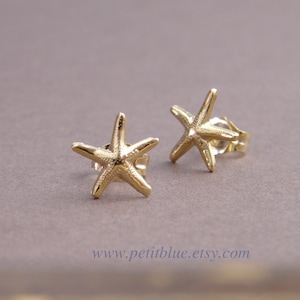 14K Solid Gold Teeny Tiny Starfish Earrings ~ Nautical Jewelry ~ Bridesmaid Gift ~ Small Stud Earrings ~ Simple Modern Jewelry