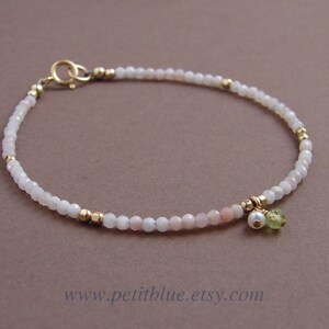 Dainty Natural Pink Opal Bracelet ~ Tiny Faceted Pink Opal ~ October Birthday ~ Gift for Her ~ Gift for Girl ~ Layering Beaded Bracelet