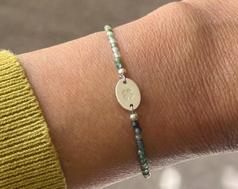 Clover Bracelet ~ Moss Agate ~ Lucky Four Leaf Clover ~ Dainty Gemstone Bracelet ~ Layering Bracelet ~ Holiday Gift