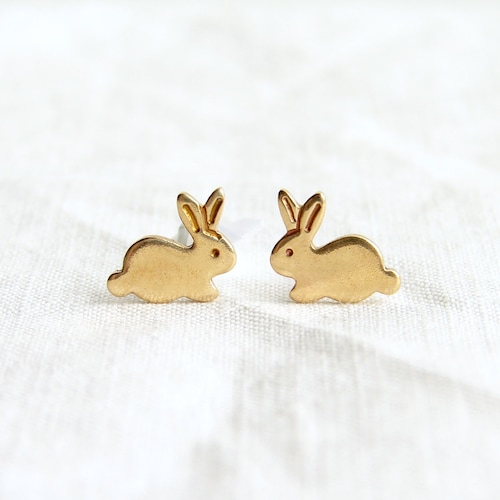 Teeny Tiny Gold Bunny Stud Earrings Brass Easter Rabbit Stud Etsy