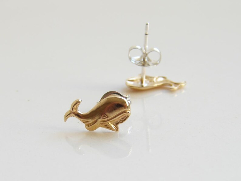 Teeny Tiny Gold Whale Earrings. Smiling Whale Stud Earrings. Etsy