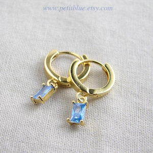 Baguette Birthstone Earrings, Dainty Minimalist Earrings, Birthday Gift, Bridesmaid Gift, Gift for Her, Birthstone Jewelry