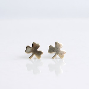 Teeny Tiny Shamrock Earrings. St Patrick&#39;s Day. Small Clover Studs. Simple Modern Jewelry by PetitBlue
