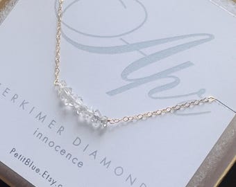 April Birthday ~ Herkimer Diamond Choker Necklace ~ Birthstone Necklace ~ Light Amethyst ~ Minimalist Jewelry ~ Gift for Her