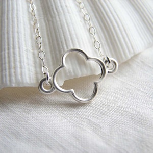 Small Clover Necklace, Matte Silver Plated, Open Clover, Good Luck Gift