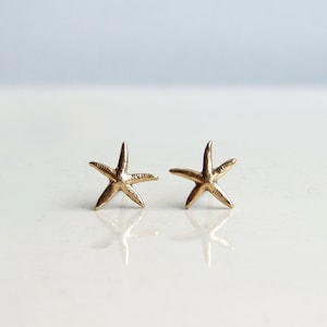 Teeny Tiny Starfish Earrings ~ Available in Brass, 14K GF or Sterling Silver ~ Nautical Jewelry ~ Bridesmaid Gift ~ Simple Modern Jewelry
