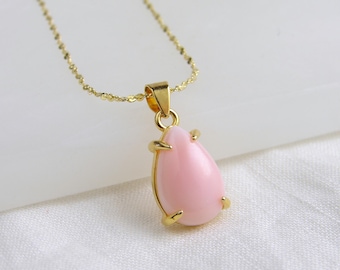 Collar de concha de caracola reina, collar de concha de caracola rosa natural, concha rosa, lágrima ~ Joyería de concha, regalo para ella