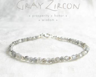 Silver Gray Zircon Bracelet ~ Layering Bracelet ~ Dainty Bracelet ~ Minimalist Jewelry