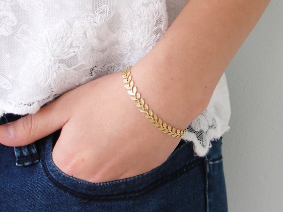 Stampato Leaf Bracelet 10K Yellow Gold 8