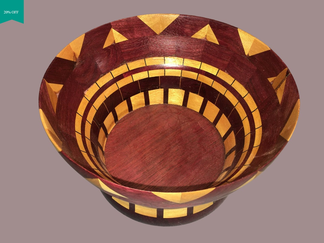 Segmented Wooden Bowl /lathe Turned Handcrafted / Purpleheart Etsy