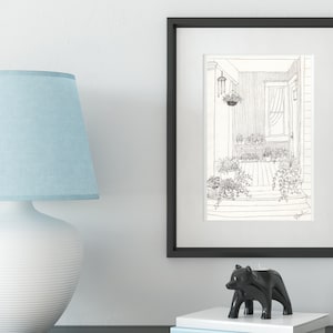 Digital Download - Pen & Ink Porch, Art Print, Porch, Porch Print, Front Porch Art, Wall Decor, Gift