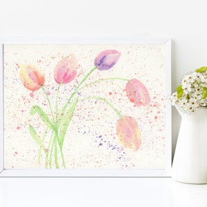 Digital Download - Watercolor Flowers, Watercolor Tulips, Flower Print, Tulips, Art Print, Digital Print, Wall Art