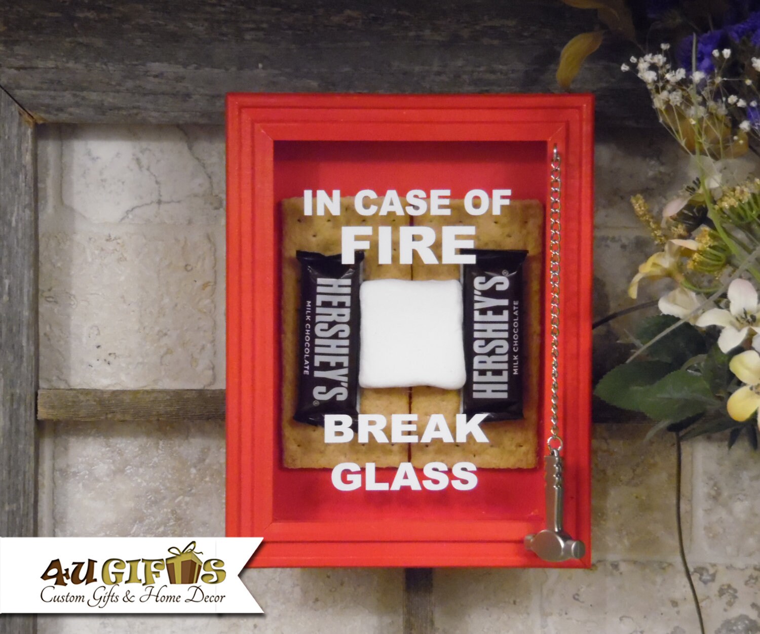 SMORES In Case of Fire Break Glass Shadow Box Hershey Bar Etsy